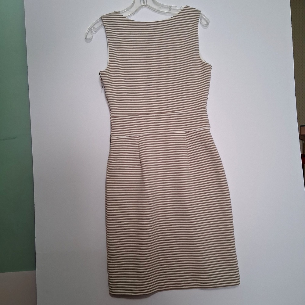 Banana Republic Strapless Beige and White Striped Dress